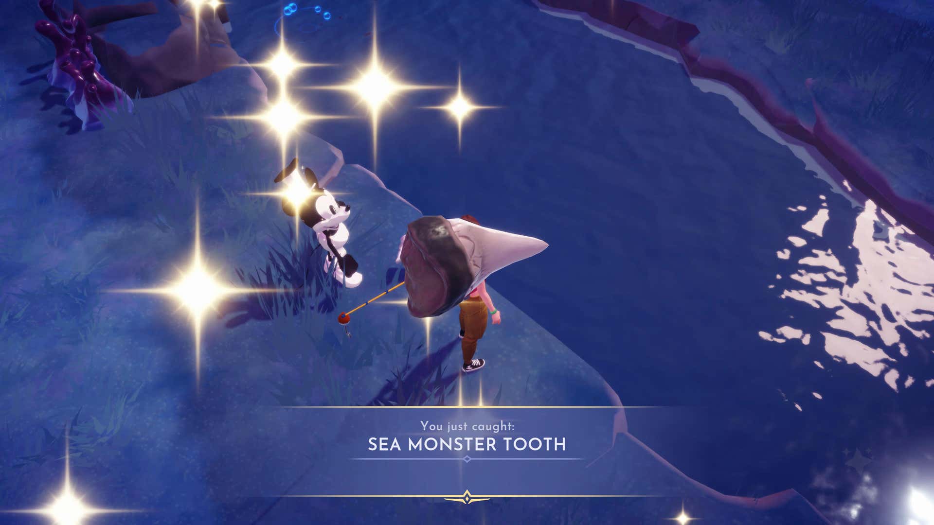 A player captures sea monster teeth in Disneyland's Valley of Dreams.